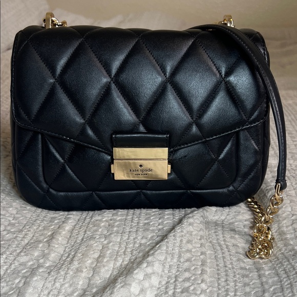 Kate Spade Black Quilted Shoulder Bag with Gold Accents